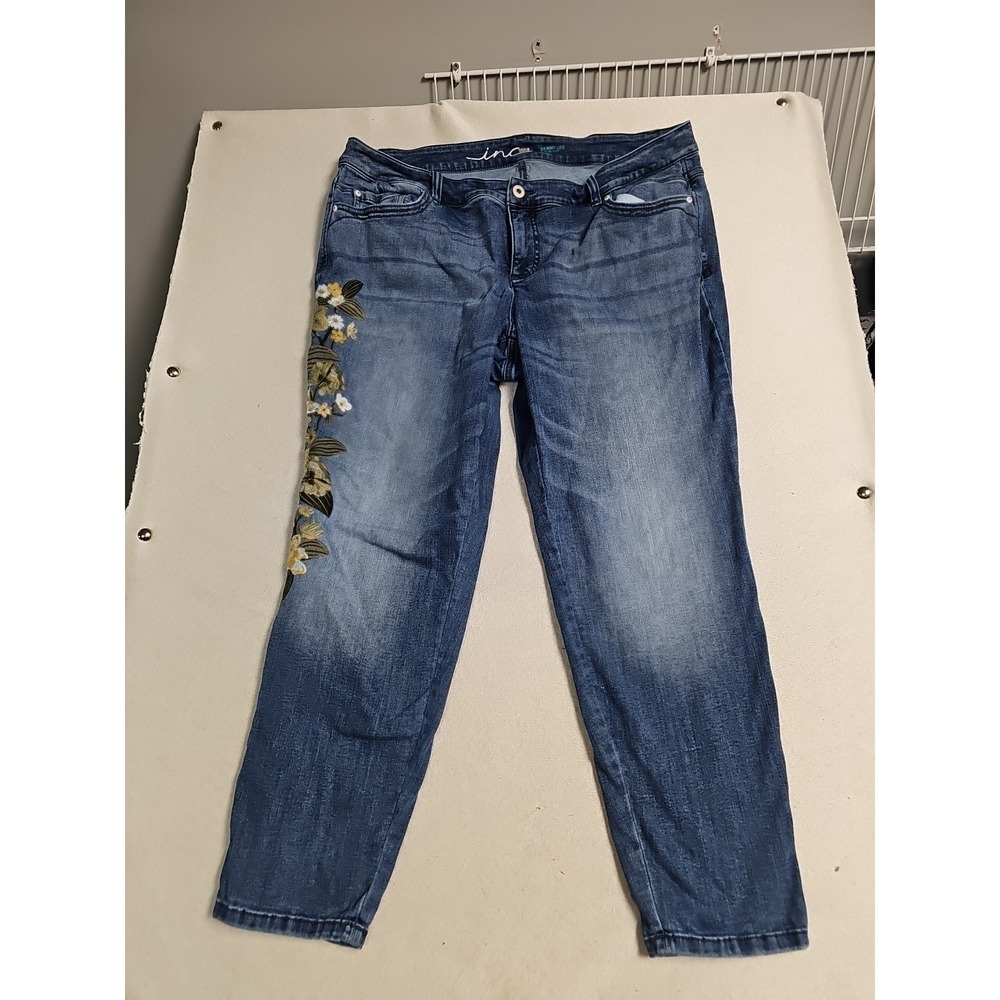 Inc‎ Jeans Women Size 20 Floral Embroidery Skinny Leg Mid Rise Preppy